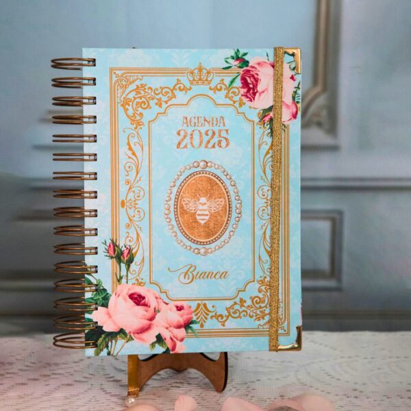 agenda_vintage_bridgerton_abelha_2025_floral_frases_versiculos