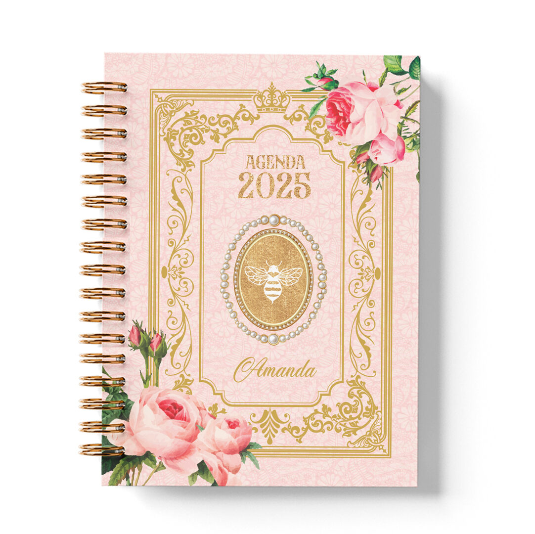 agenda vintage bridgerton realeza floral abelha