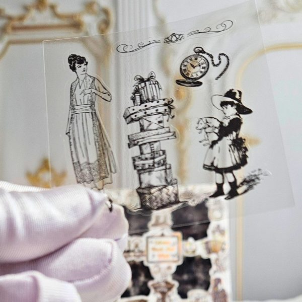 caixa_cartelas_adesivos_vintage_preto_silhouetta_scrapbook_retro_pessoas_objetos_diario_caderno