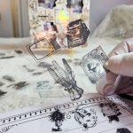 caixa_cartelas_adesivos_vintage_preto_silhouetta_scrapbook_retro_pessoas_objetos_diario_caderno