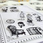 caixa_cartelas_adesivos_vintage_preto_silhouetta_scrapbook_retro_pessoas_objetos_diario_caderno